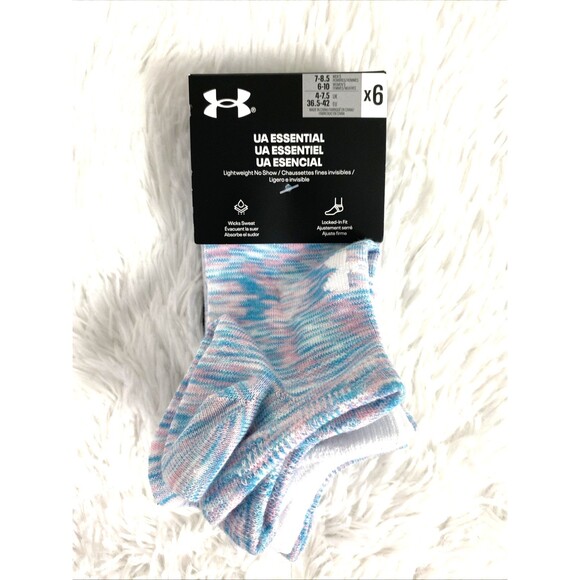 Under Armour Unisex No Show Low Cut Socks Men 7-8 Women 6-10 Multicolor 6 Pairs - Picture 1 of 7
